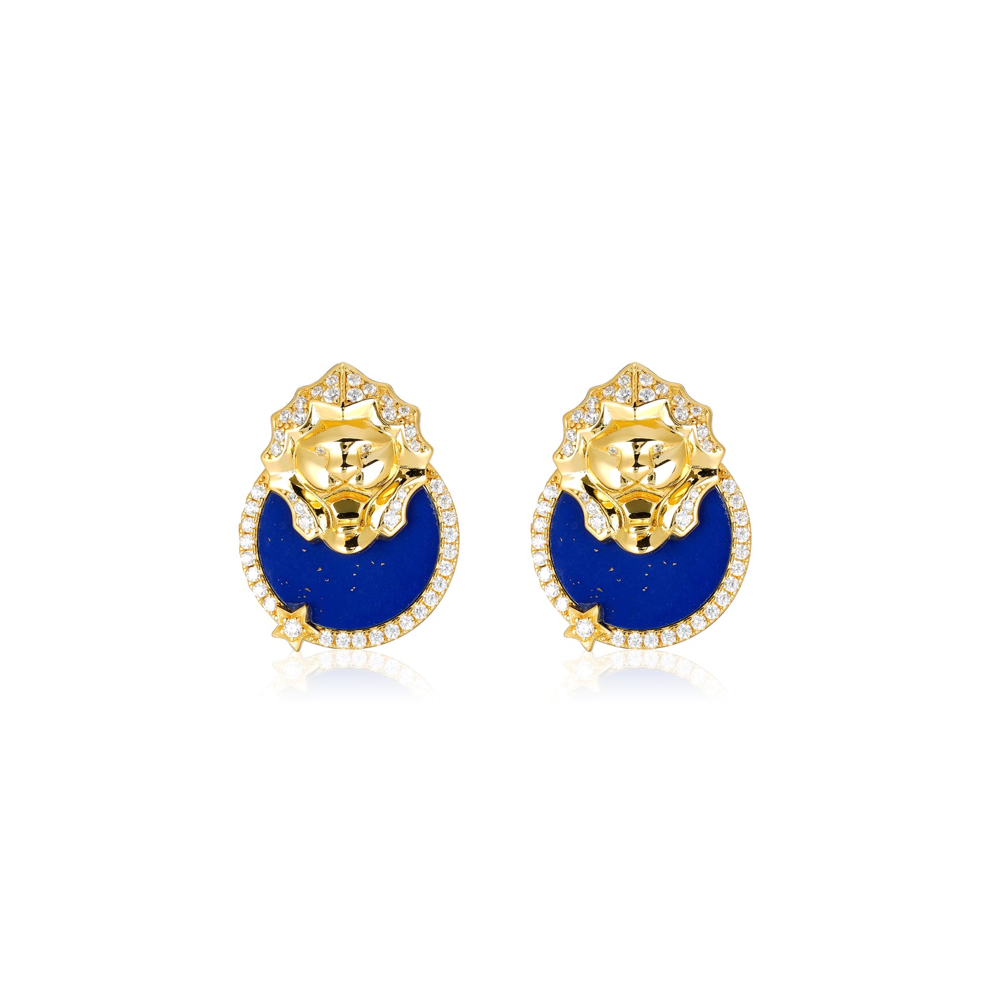 Vintage Queen's Lapis Lazuli Lion Medallion earrings (Unisex)