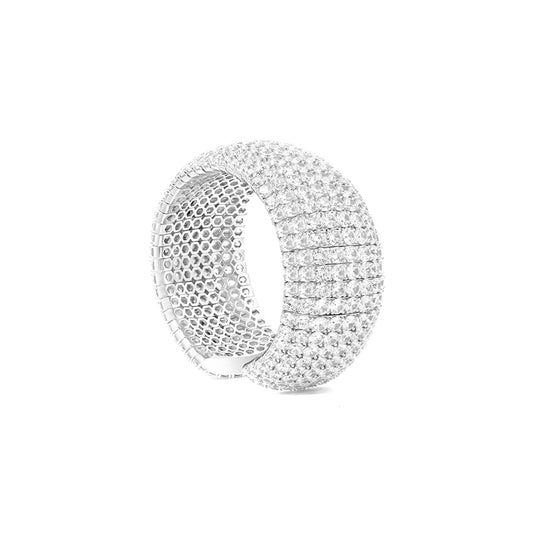 Limited Wedding collection: Clear diamond color Lab created stones designer luxury wide bangle