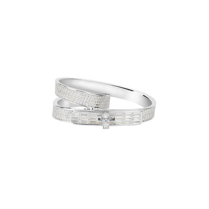 "Elegant White Double-Finger Ring"