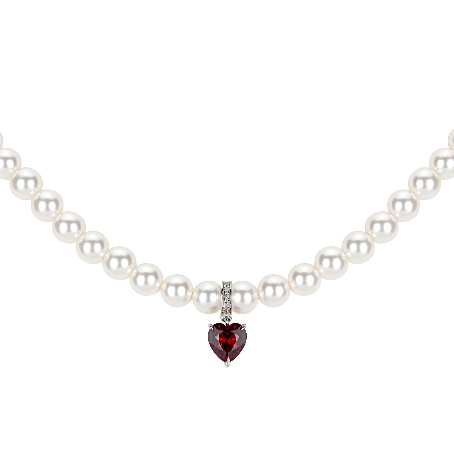 Promotion design for Christmas: Red heart white pearls modern necklace