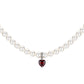 Promotion design for Christmas: Red heart white pearls modern necklace