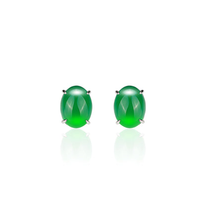 Green Pigeon Egg detailed Ear studs in big carat