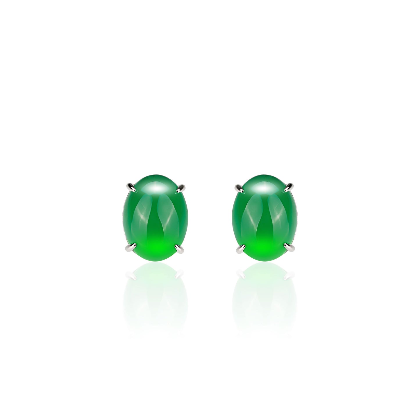 Green Pigeon Egg detailed Ear studs in big carat