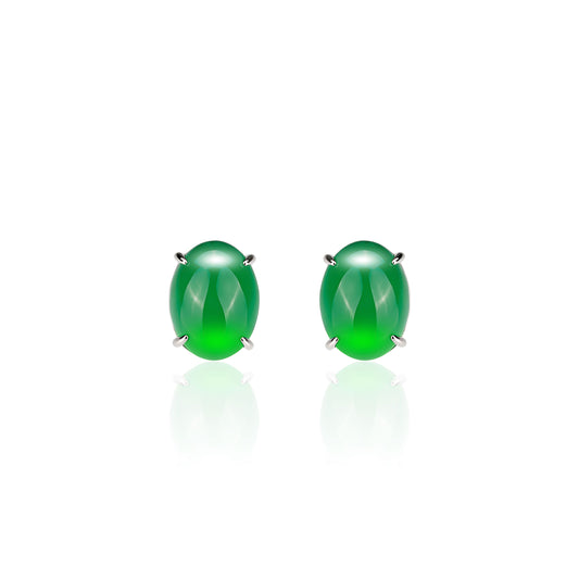 Green Pigeon Egg detailed Ear studs in big carat