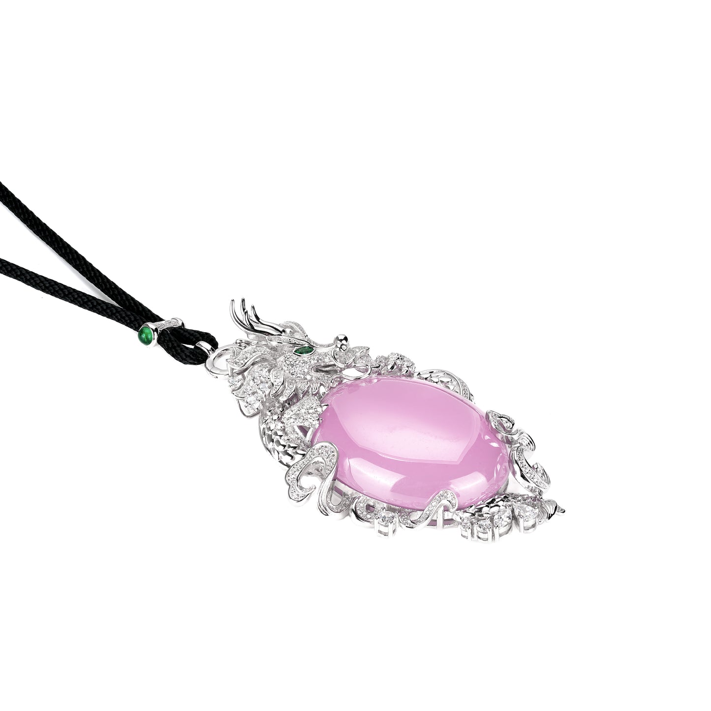 Showstopping: Luxury Icy Pinkish purple chalcedony "One son of dragon" detailed pendant