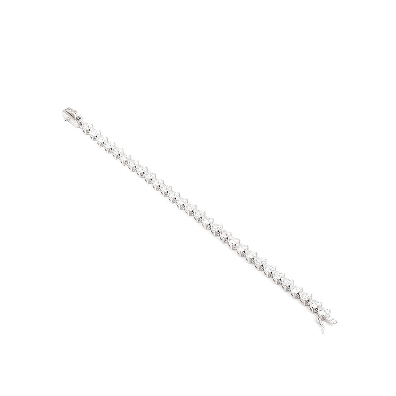 Wedding collection: Lab created stones hearts tennis chain bracelet, sterling silver