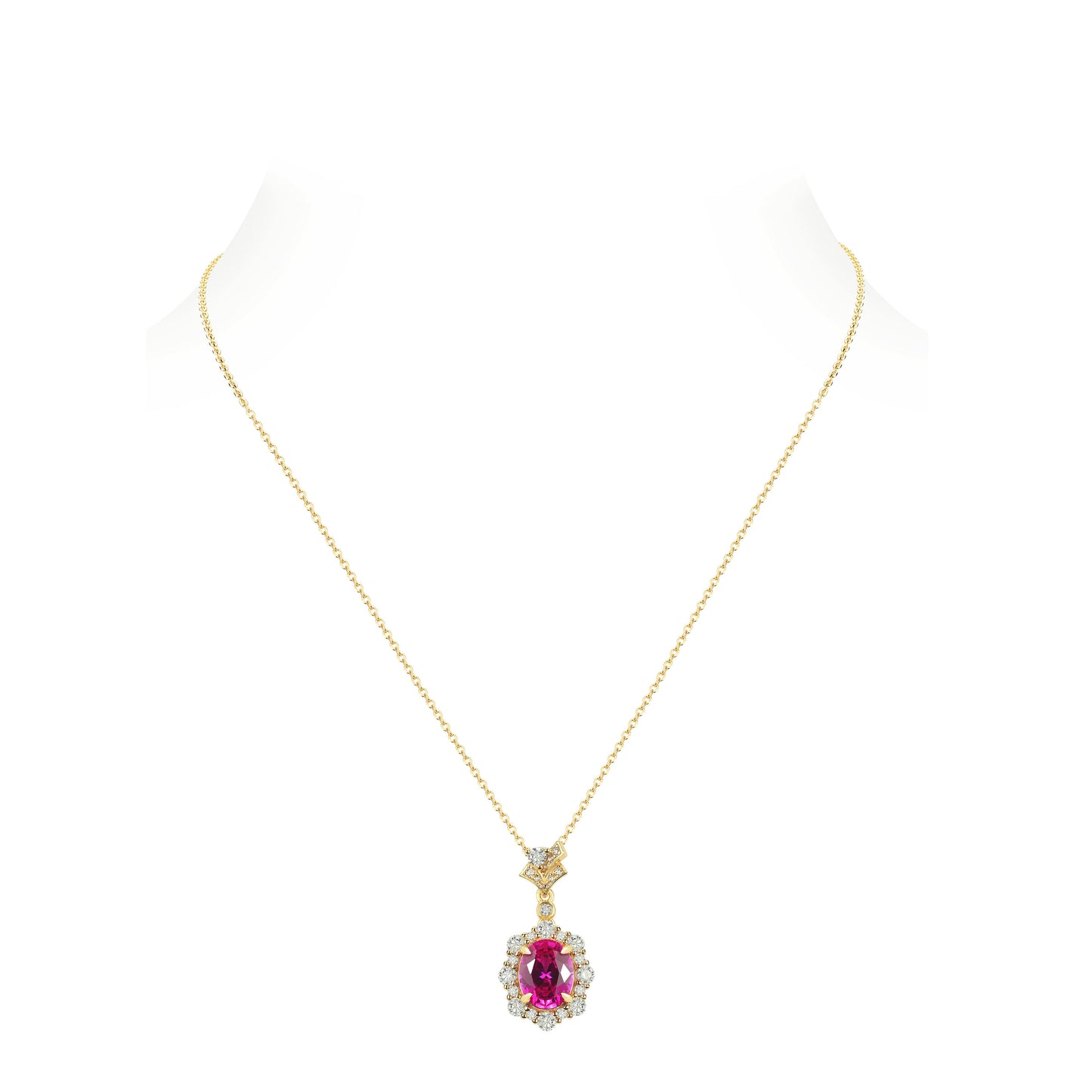 Golden time collection: Retro court style "Rose-Red Pigeon Egg" detailed Pendant/Necklace