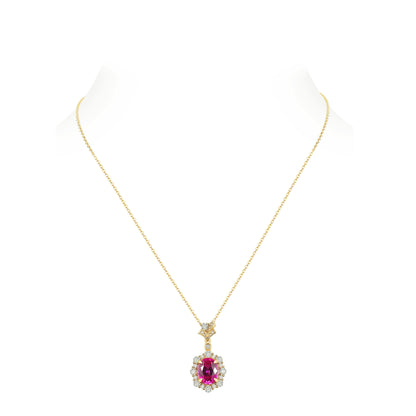 Golden time collection: Retro court style "Rose-Red Pigeon Egg" detailed Pendant/Necklace