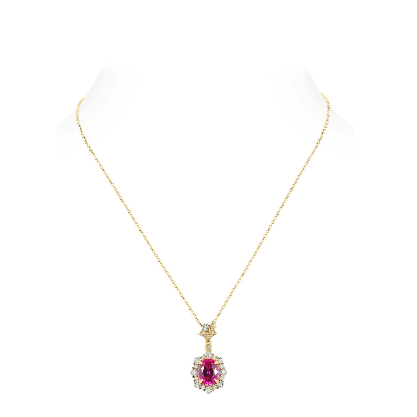 Golden time collection: Retro court style "Rose-Red Pigeon Egg" detailed Pendant/Necklace