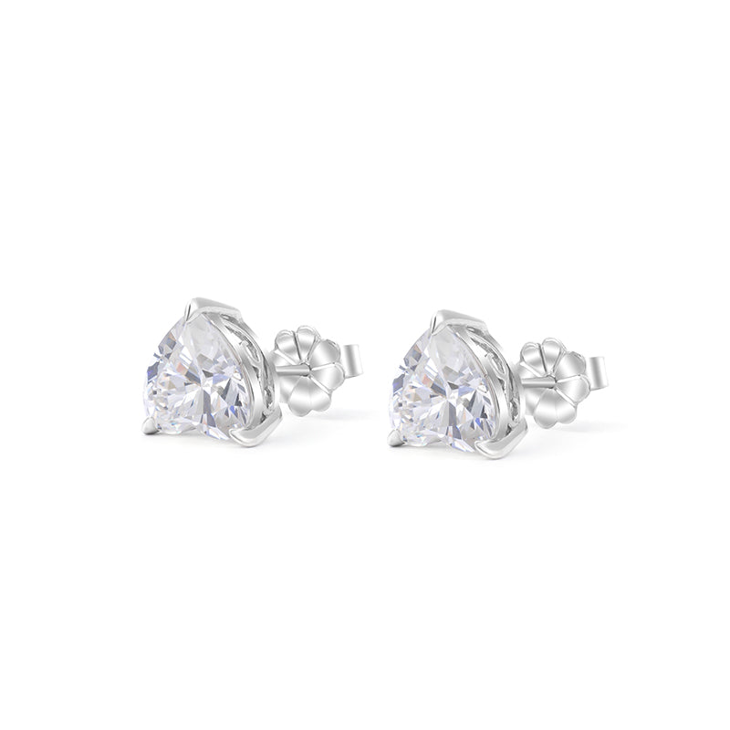 Wedding collection: Clear diamond color Lucky hearts Ear studs