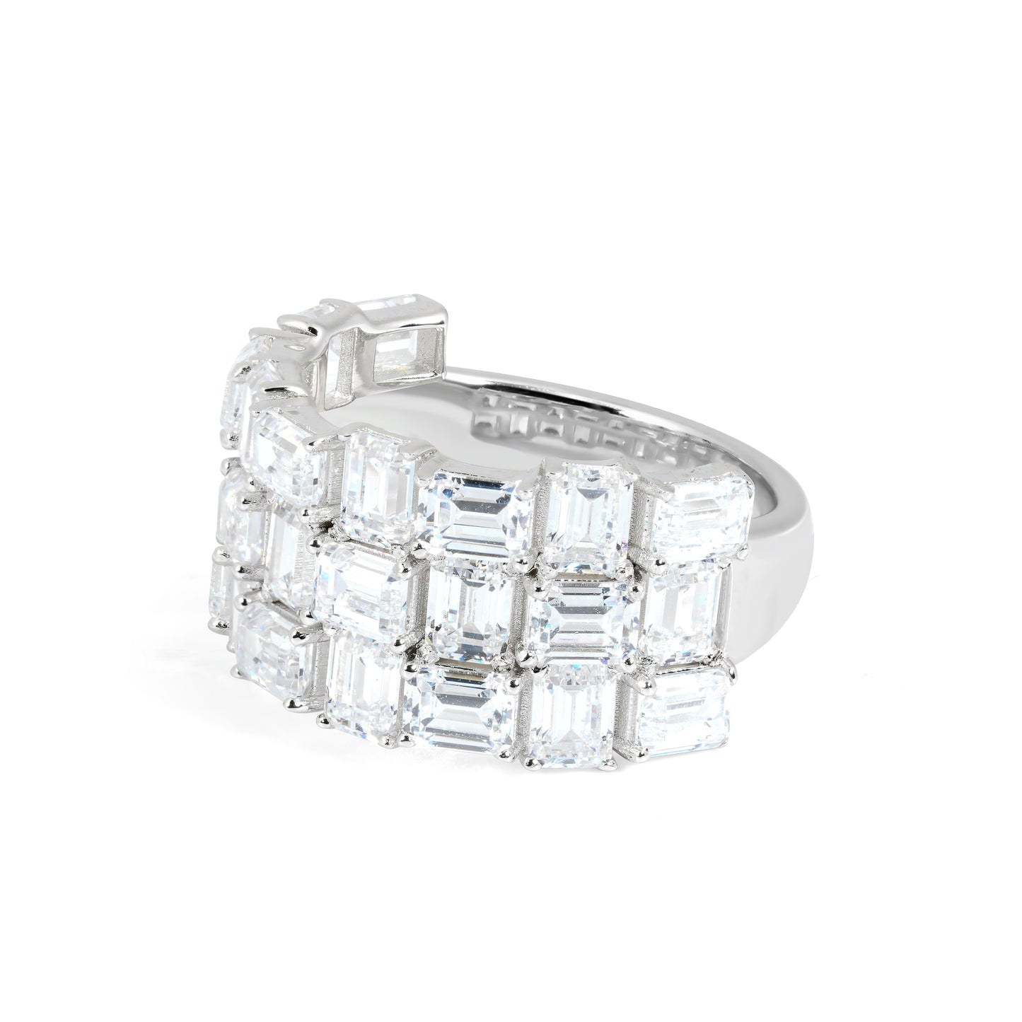 Emerald-cut irregular shape wide ring