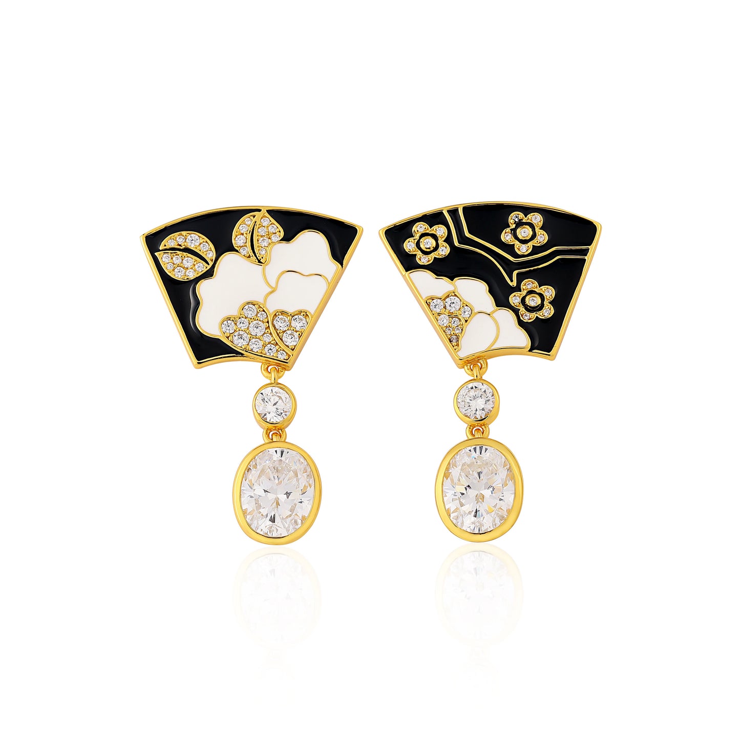 Handmade fashionable and versatile palace style hot-enamel fan Earrings