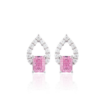 Promotional design: Pink rectangular four claw hollow earrings