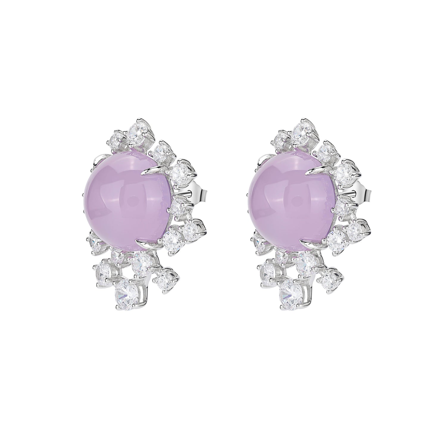 Icy Pinkish purple chalcedony "Easter Egg" modern earrings