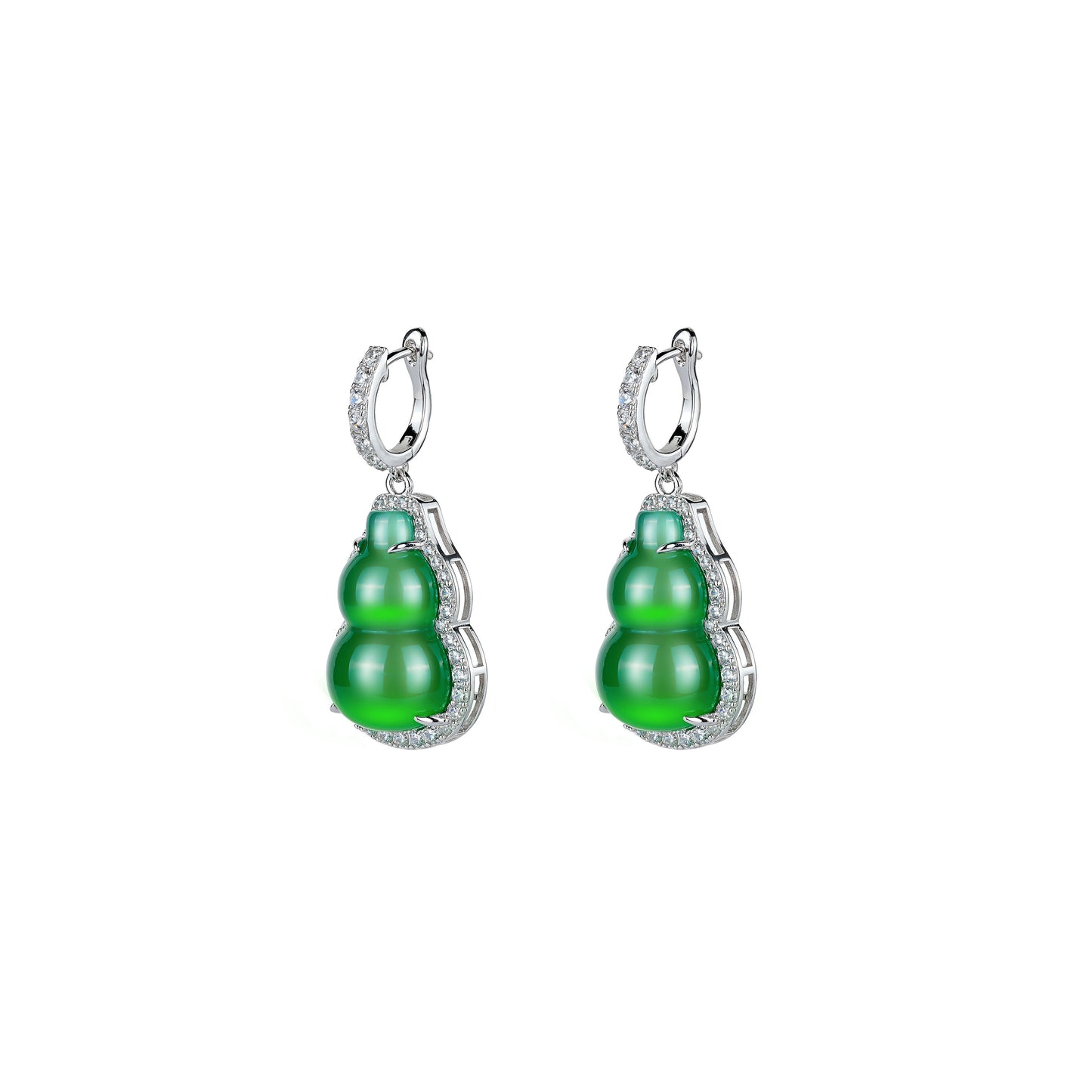 Green chalcedony Lucky "Hulu" dangle earrings