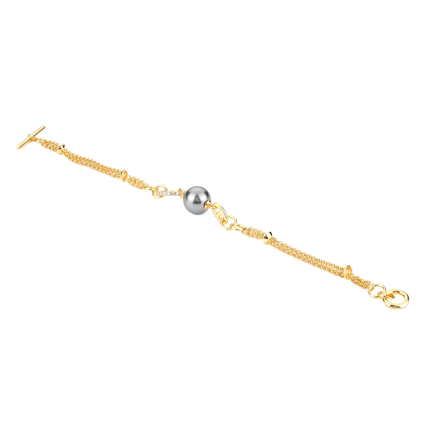 Minimalist collection: Grey shell pearl golden bracelet