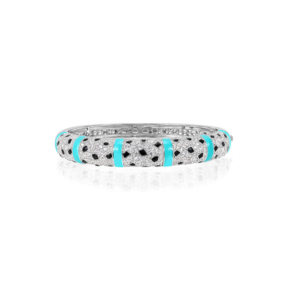Blue and Black enamel Leopard Pattern Personality Bangle