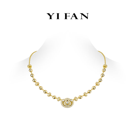 Golden time collection: "Lucky Ruyi with unique Treasure beads" detailed Necklace (Unisex)