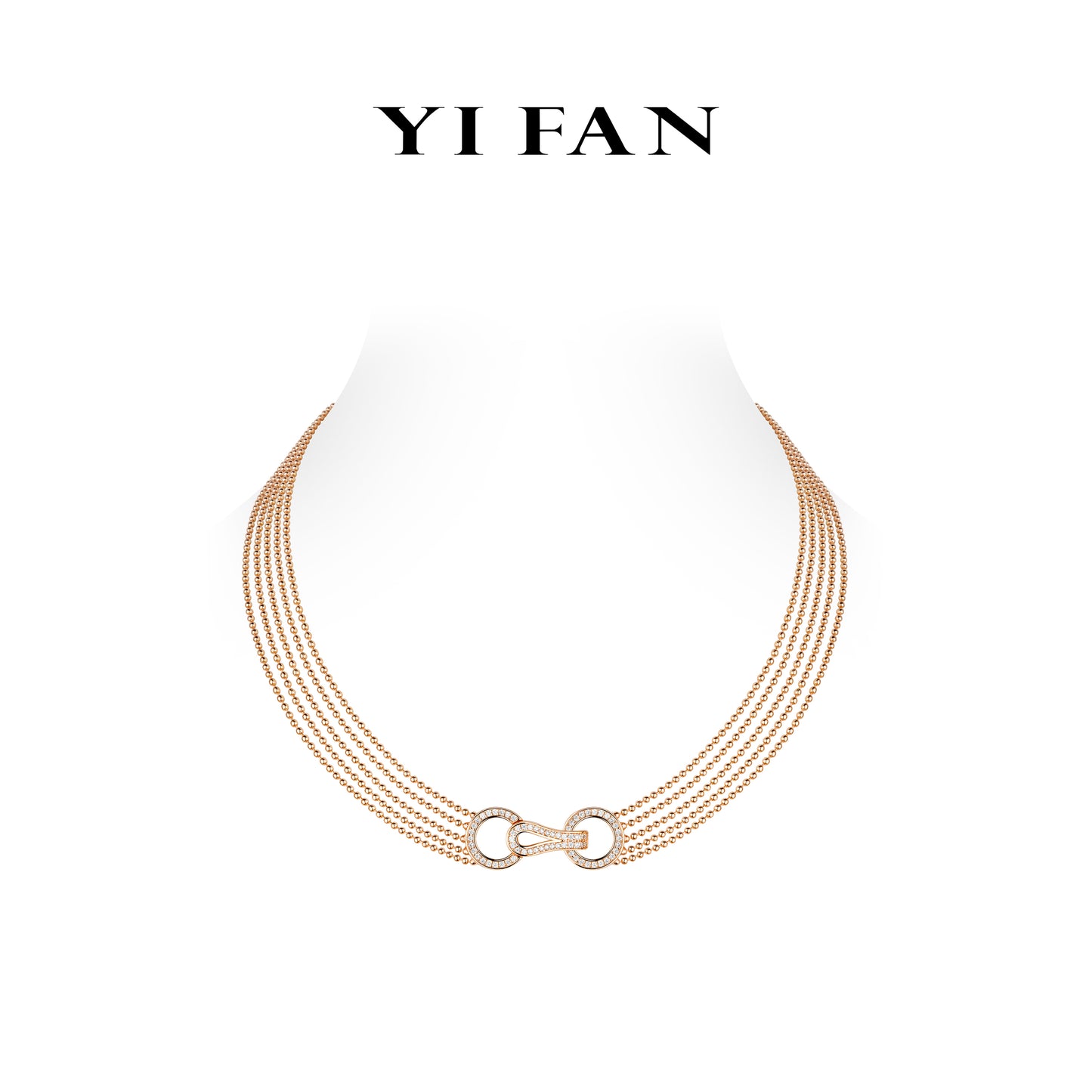Rose-gold Fever collection: "Loop by Loop Multi-Layered Bubble Chain" Collar Necklace