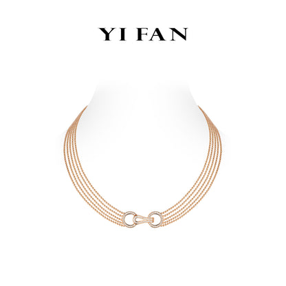 Rose-gold Fever collection: "Loop by Loop Multi-Layered Bubble Chain" Collar Necklace