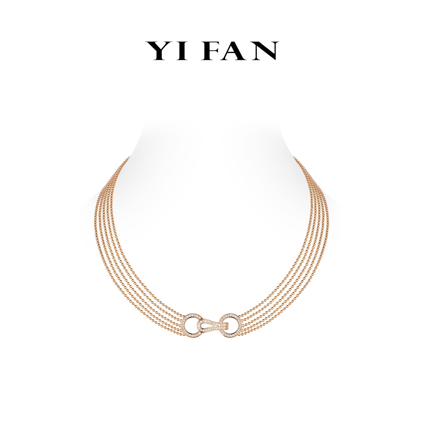 Rose-gold Fever collection: "Loop by Loop Multi-Layered Bubble Chain" Collar Necklace