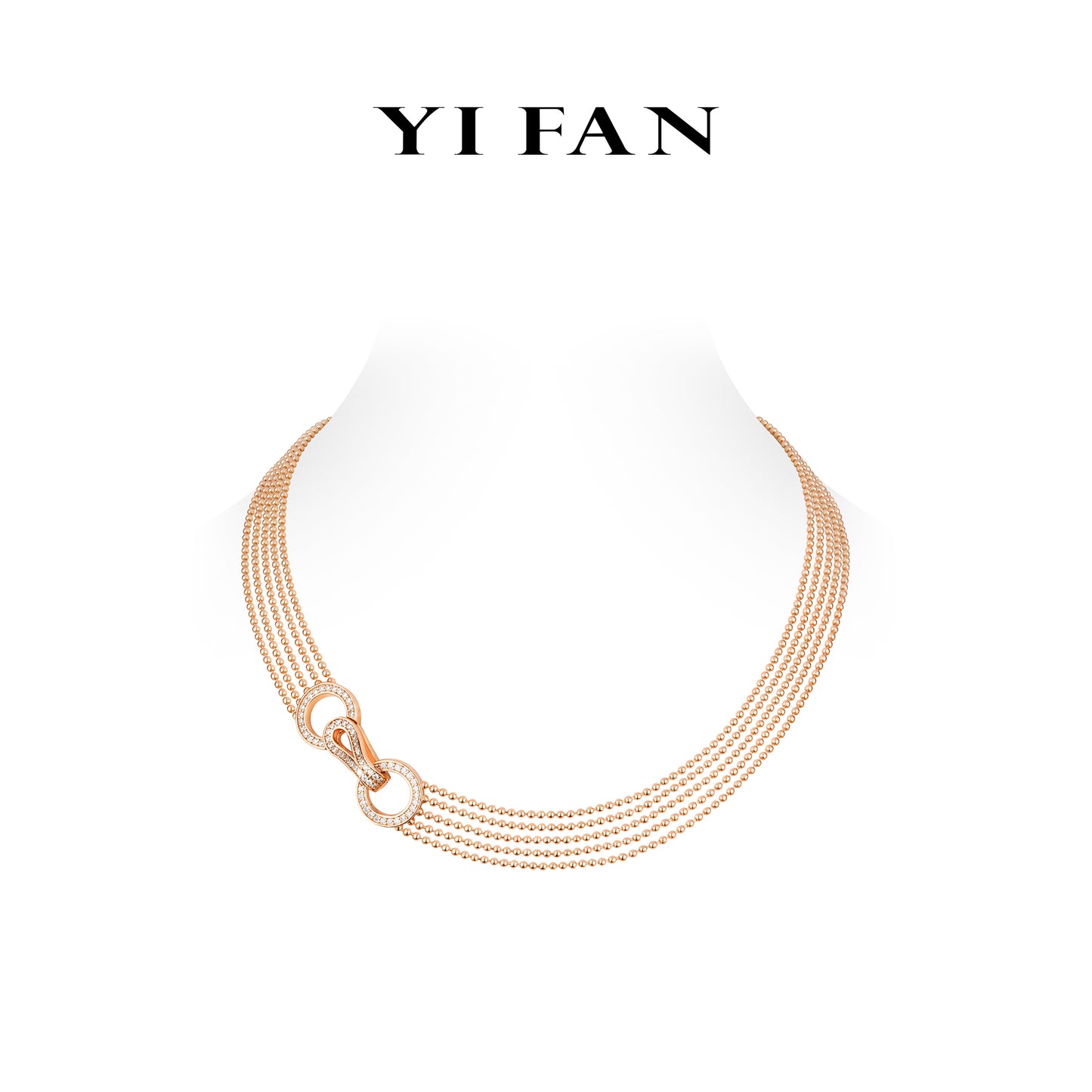 Rose-gold Fever collection: "Loop by Loop Multi-Layered Bubble Chain" Collar Necklace