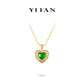 Golden time collection: Modern "Green jade Heart in Starlights" detailed Necklace/Pendant (Unisex)