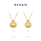 Golden time collection: Carved "Lucky Ruyi with Lotus & Wave" detailed Pendant/Necklace (2 side to wear)