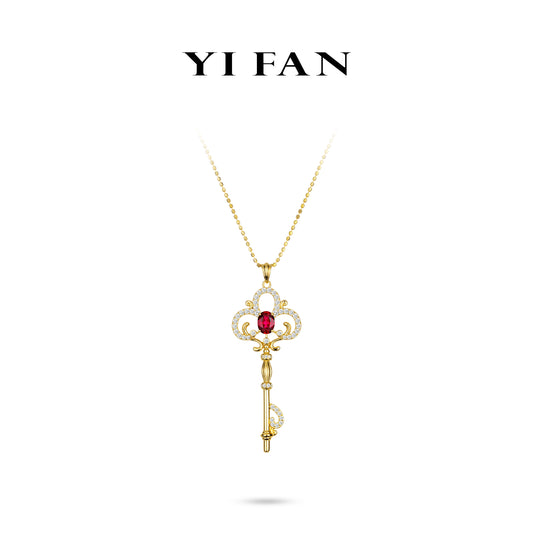 Ruby color collection: "Red Pigeon-egg Hollow Key" exquisite Pendant/Necklace