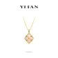 Golden time collection: Modern "Pink Mother-of-Pearl carved 4-petal Flower" detailed Pendant Necklace