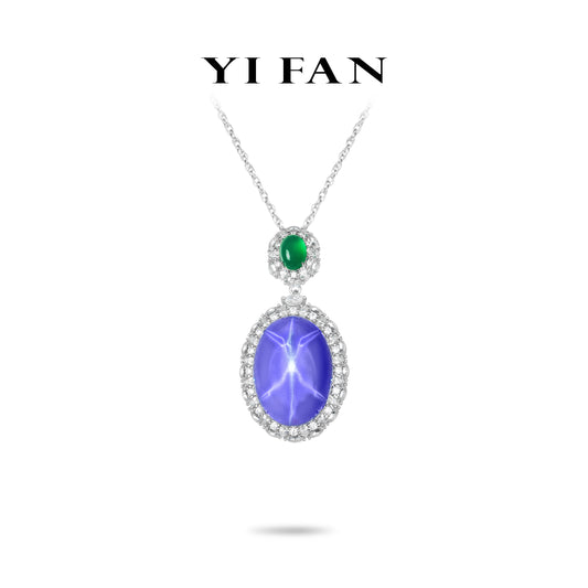 Enchanted Violet Collection: Luxury "Purple-Green Starlight Dual-Gem" exquisite Pendant/Necklace