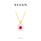 Ruby color collection: Modern "Pink Flower & Red Cube" unique Golden Pendant/Necklace