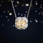 Promotional design Micro-setting light yellow diamond color Asscher-cut Lab created stones square shape necklace, sterling silver