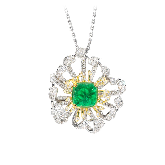 Promotion design from The nature collection: Micro-setting emerald Color 3 carat sugar loft Lab created stones Daisy necklace, sterling silver