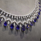 Customized party necklace only 1 piece Tanzanite color Lab created stones Romantic Drop necklace, sterling silver