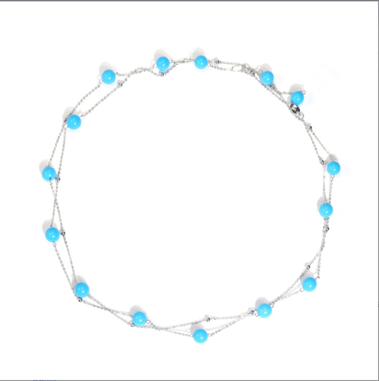 Minimalist collection: "Blue Beads" Multi-purpose Long Necklace