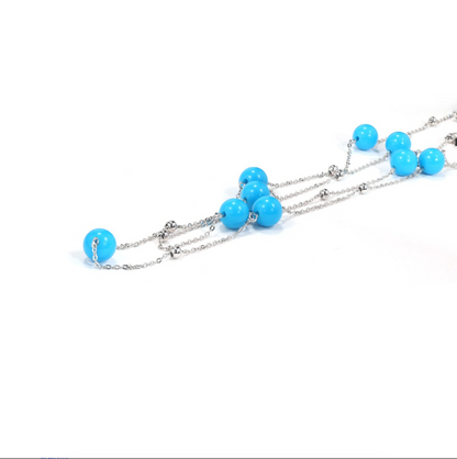 Minimalist collection: "Blue Beads" Multi-purpose Long Necklace