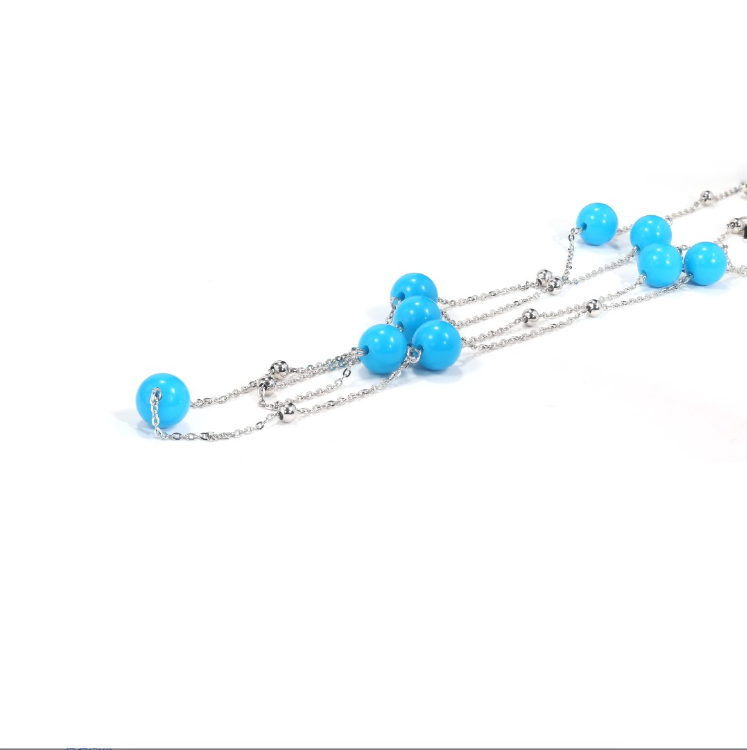 Minimalist collection: "Blue Beads" Multi-purpose Long Necklace