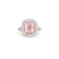 Micro-setting Sakura Pink diamond color Lab created stones Rectangular double platting ring, sterling silver