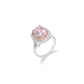 Micro-setting Sakura Pink diamond color Lab created stones Rectangular double platting ring, sterling silver