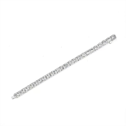 Wedding collection: G color Lab created stones Asscher-cut Tennis bracelet, sterling silver