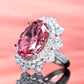 Dark pink diamond color lab created stones pigeon egg ring (30 carat)