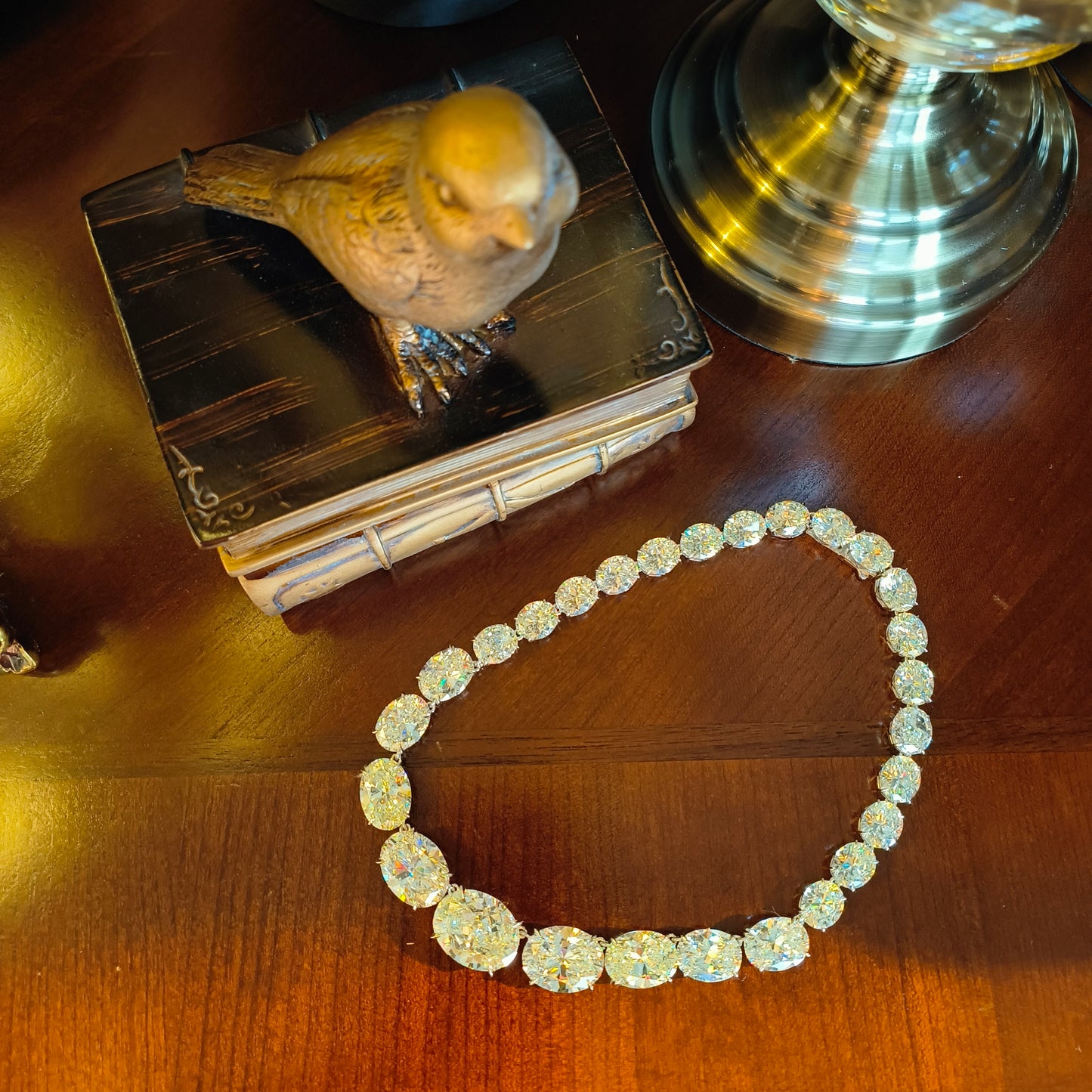 Limited edition for order: G color ovals in big carats tennis necklace