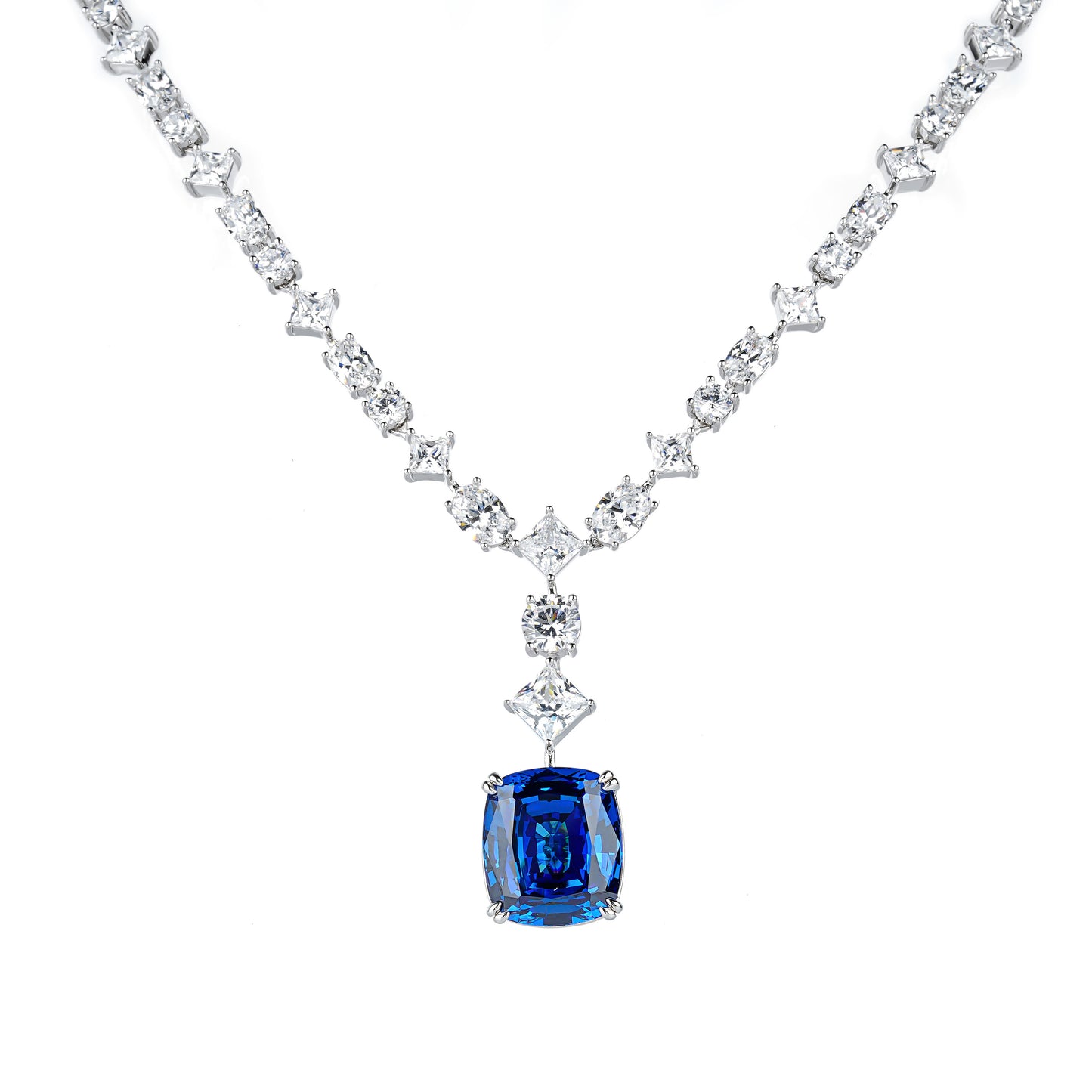 Limited High jewelry collection: Modern Exquisite Blue cube Tennis Necklace