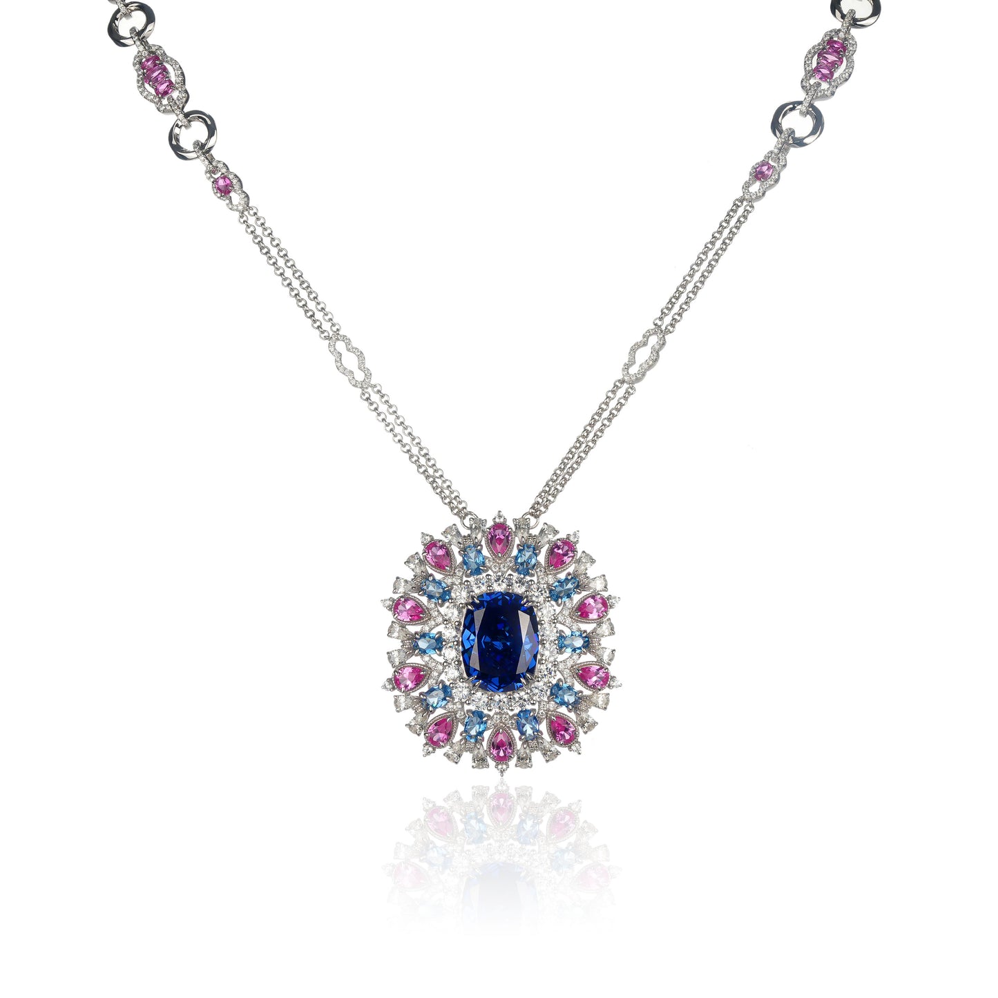 High Jewelry collection：Sapphire color “Rainbow” Long Necklace