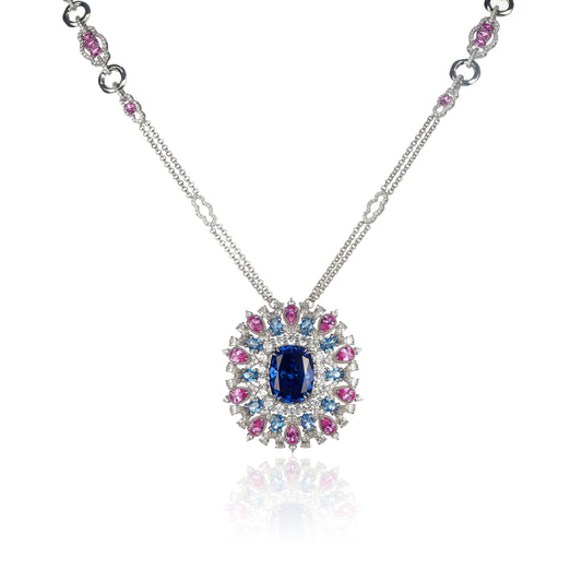 High Jewelry collection：Sapphire color “Rainbow” Long Necklace