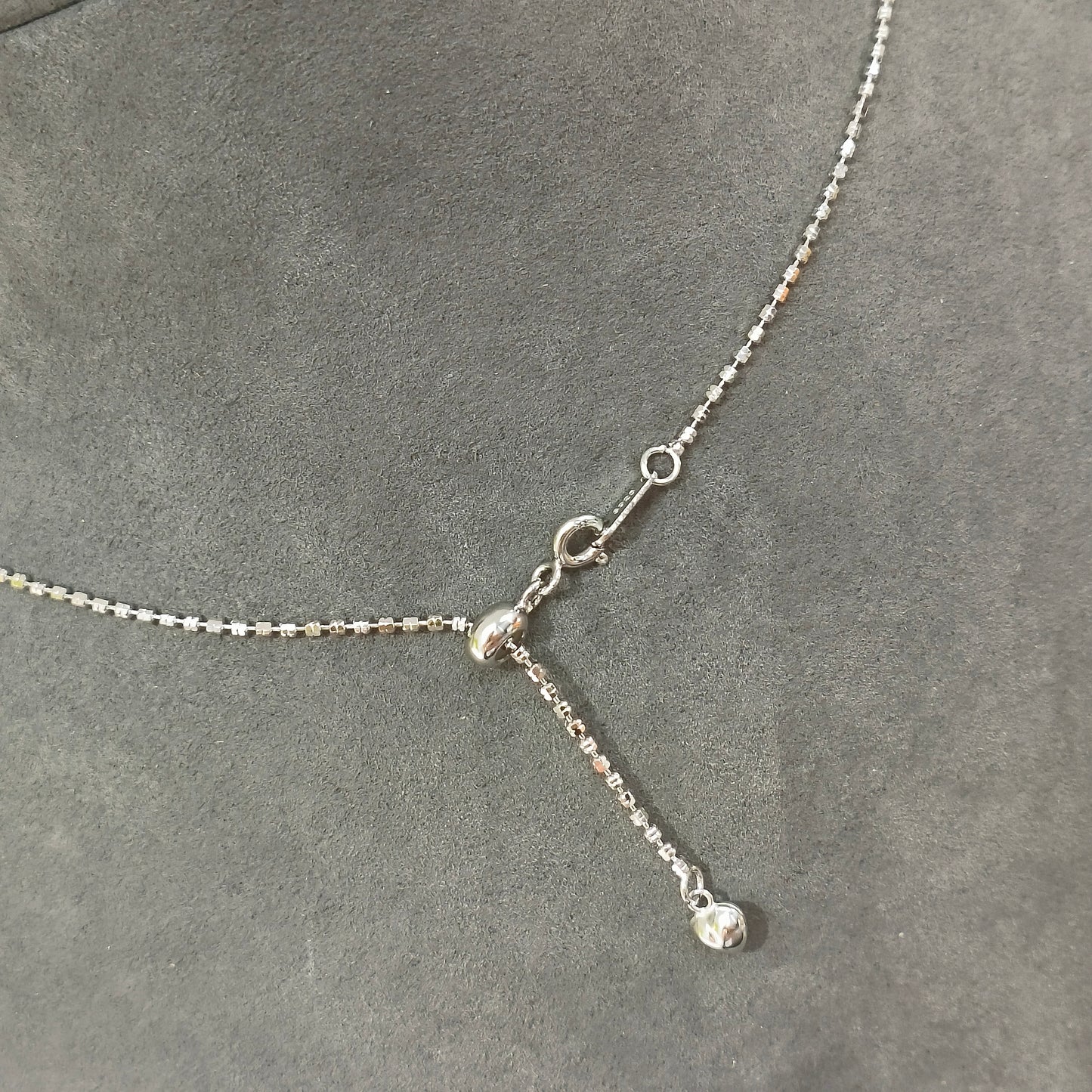 Handcrafted Drawn-Bead Sterling Silver Necklace with Adjustable Slider and Heart-shaped Tail