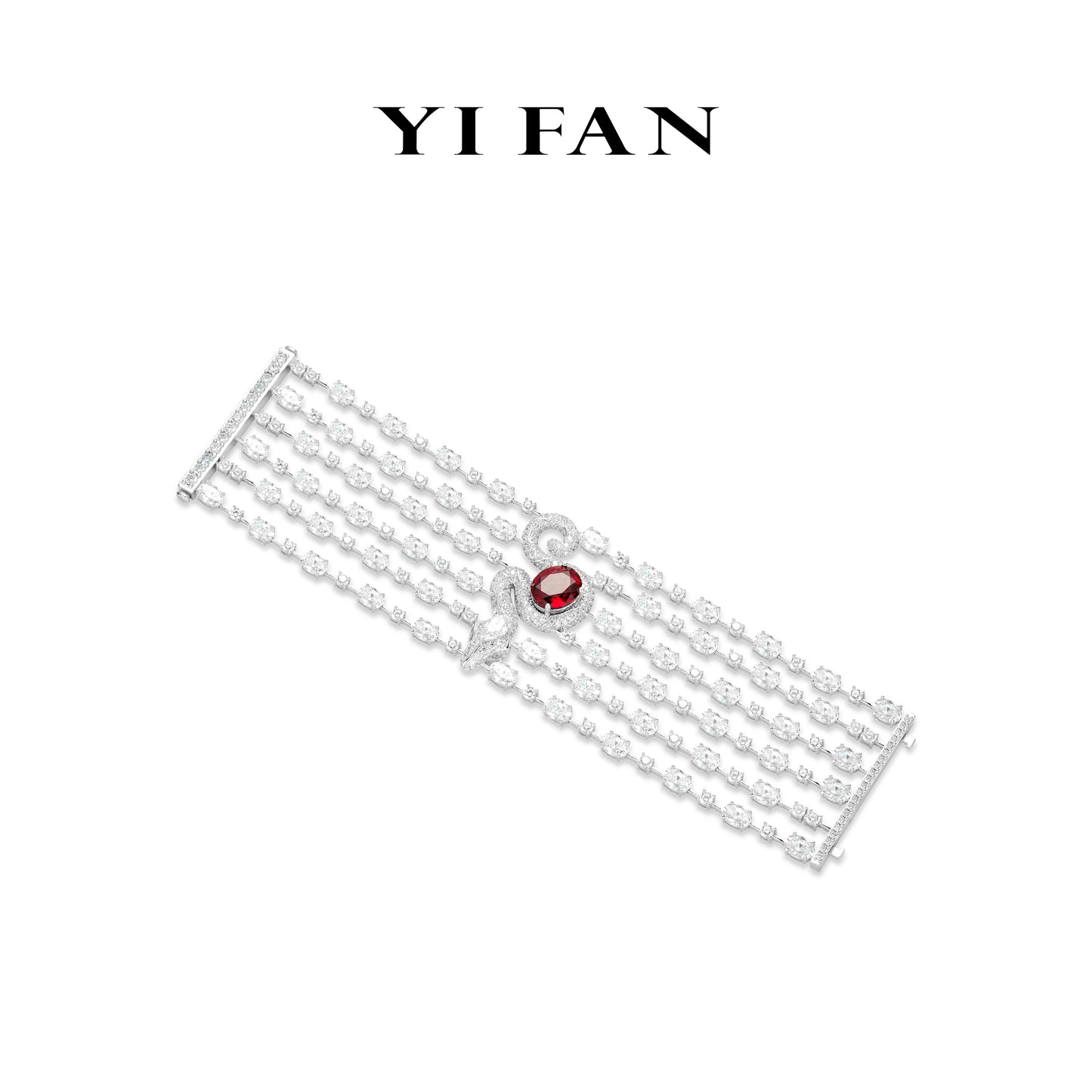Pre-order High Jewelry collection: Luxury Mixed-cuts "Wine Red Viper through 6 cycles of Reincarnation" detailed wide Bracelet