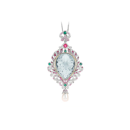 High Jewelry collection: "Midsummer Night's Dream Cameo Medusa" detailed Pendant Necklace