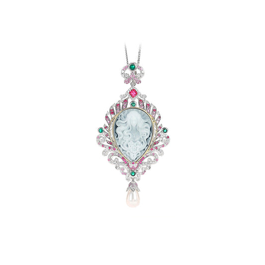 High Jewelry collection: "Midsummer Night's Dream Cameo Medusa" detailed Pendant Necklace